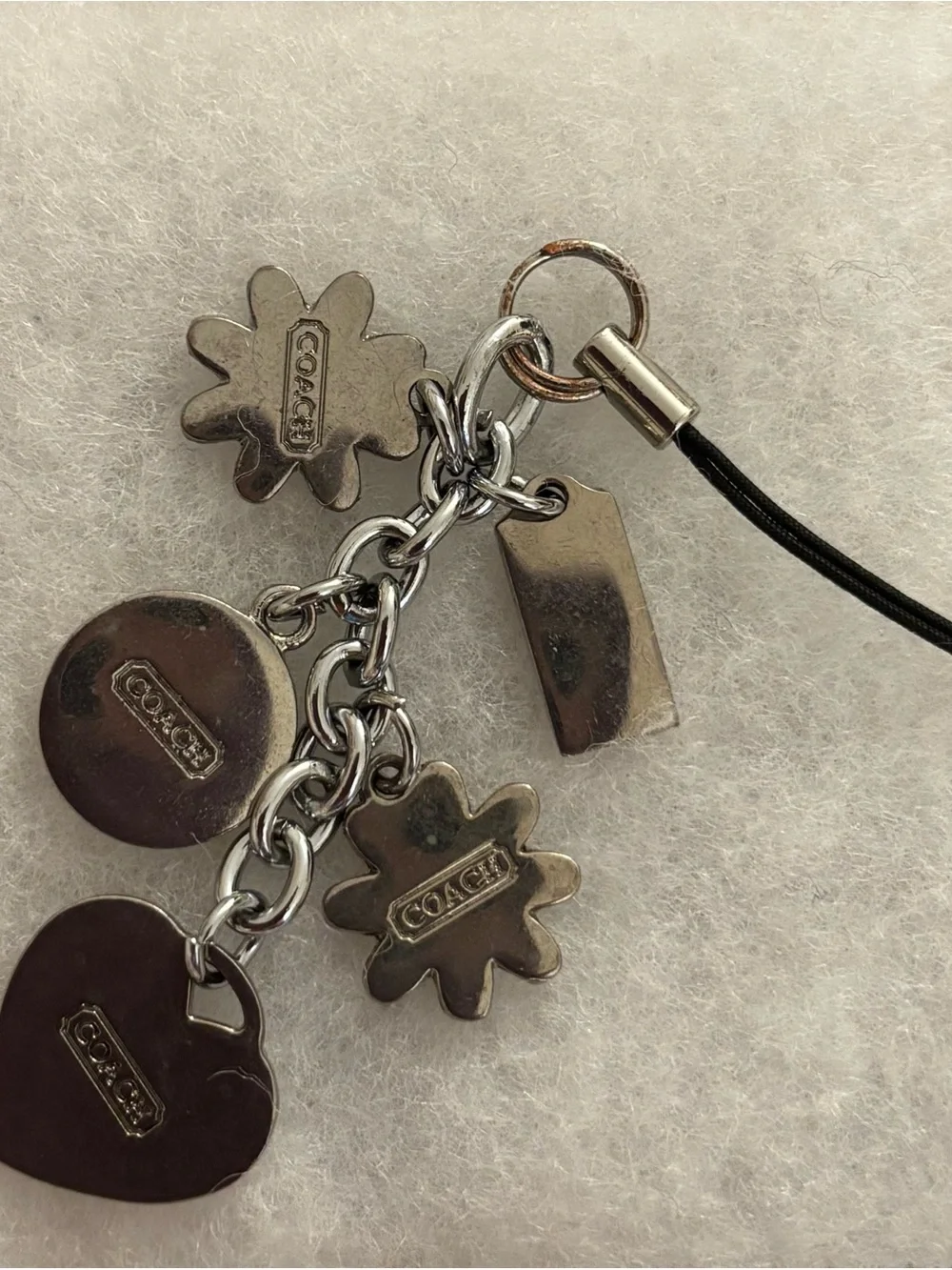 Coach Red Pink Floral and Heart Logo Key/Phone/Bag Charm
